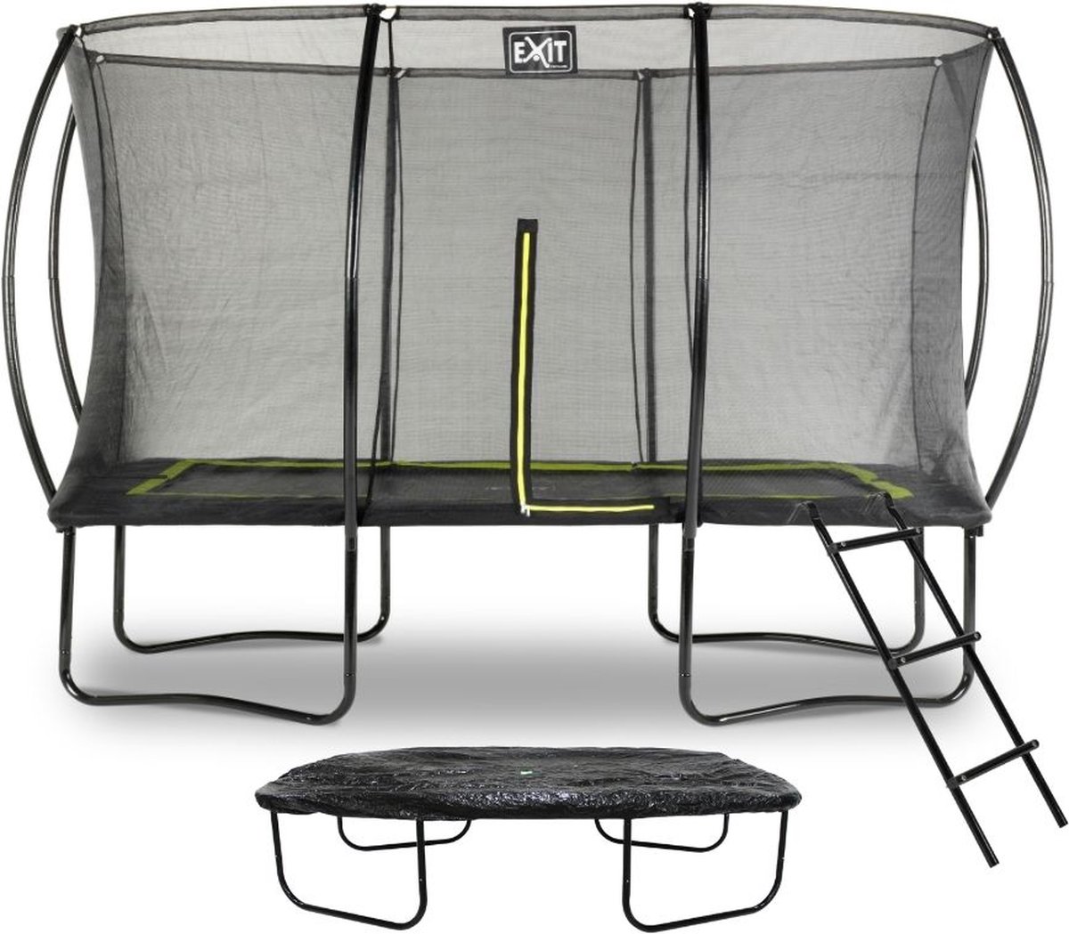 EXIT Toys Exit - Trampoline Met Veiligheidsnet, Afdekhoes En Ladder - Op Poten - Silhouette - Rechthoekig - 244x366cm - Zwart