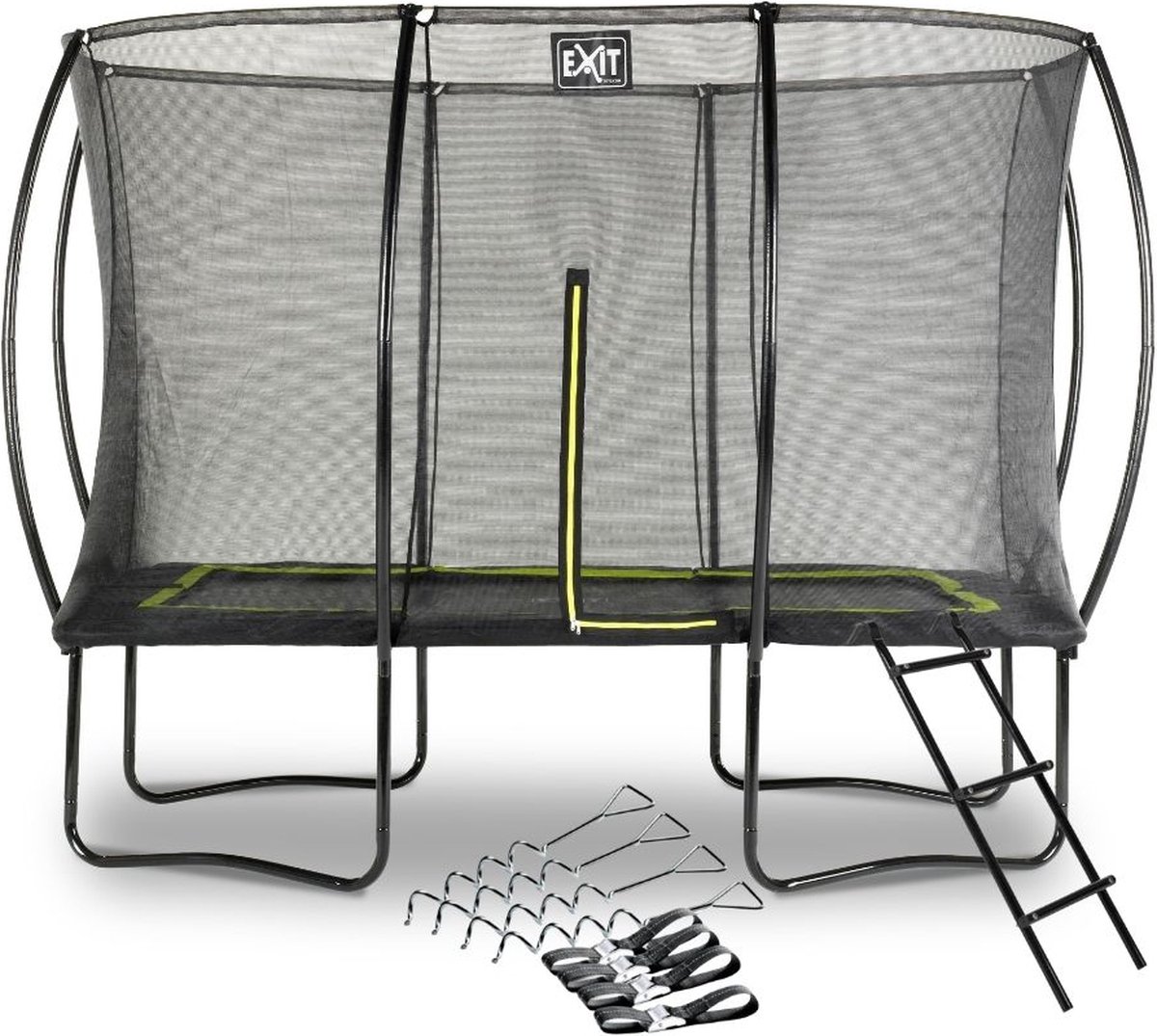 EXIT Toys Exit - Trampoline Met Veiligheidsnet, Verankeringsset En Ladder - 214x305cm - Zwart