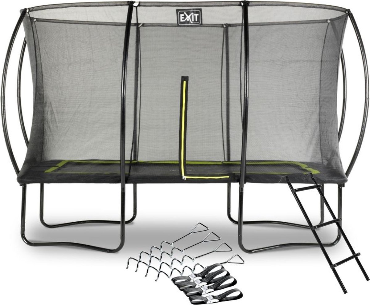 EXIT Toys Exit - Trampoline Met Veiligheidsnet, Verankeringsset En Ladder - 244x366cm - Zwart