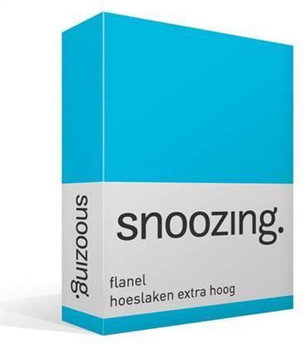 Snoozing - Flanel - Hoeslaken - Extra Hoog - 200x210/220 - - Blauw