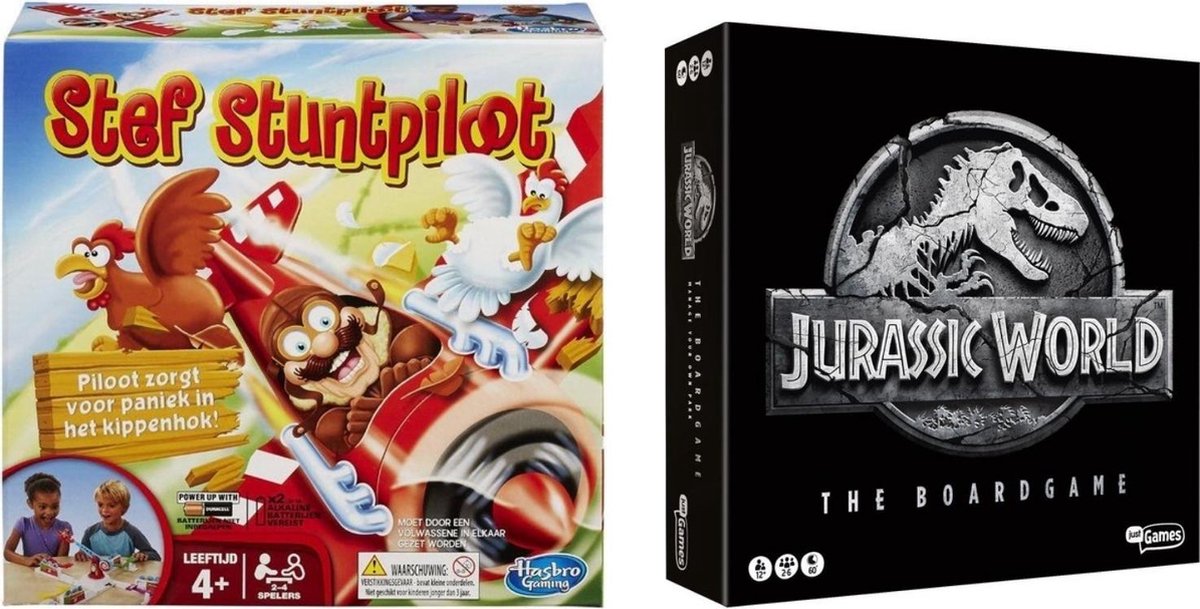 Spellenset - Bordspel - Stef Stuntpiloot & Jurassic World The Boardgame