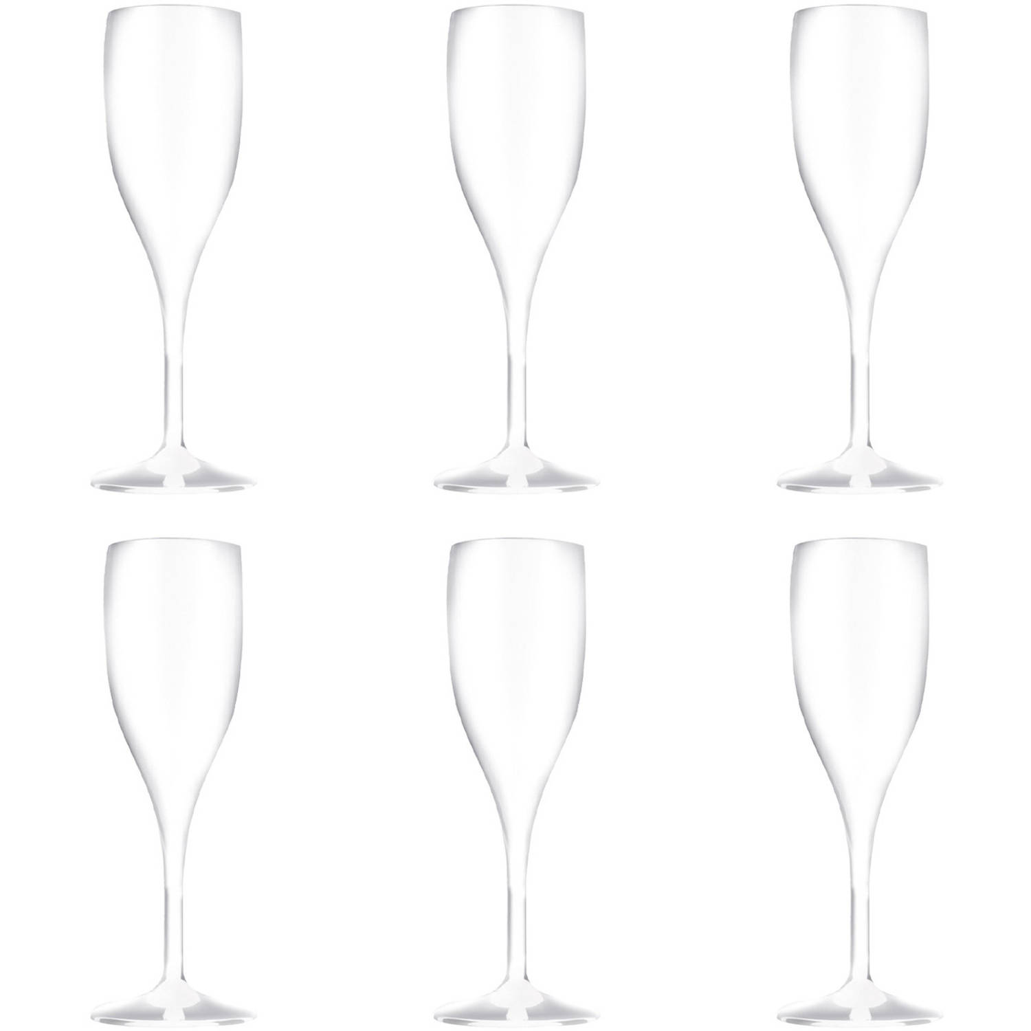 Santex Set Van 6x Stuks Champagne/prosecco Flutes Glazen Wit 150 Ml Van Onbreekbaar Kunststof - Champagneglazen