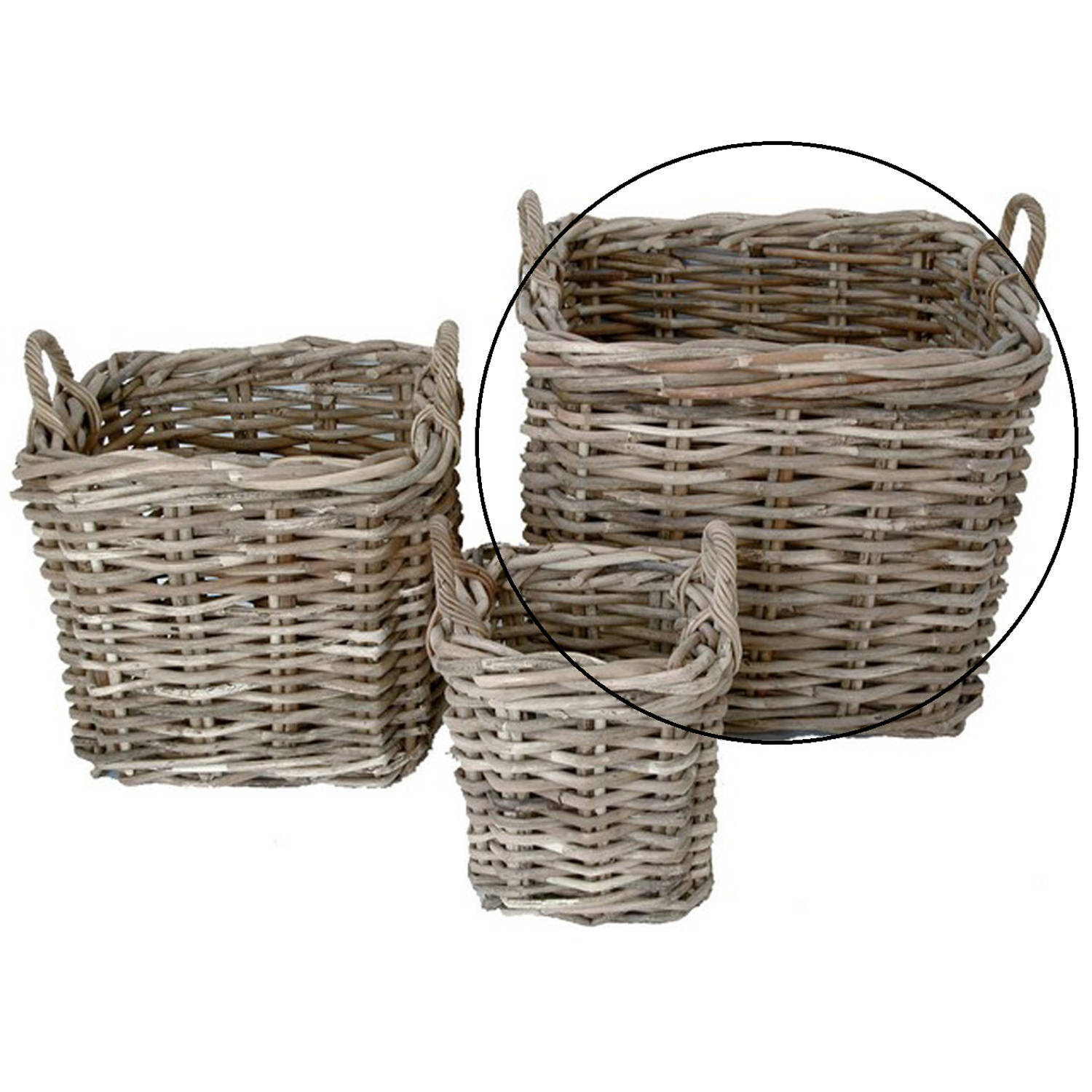 Van der Leeden Rotan Mand Vierkant - (L)65 X (B)65 X (H)55 Cm