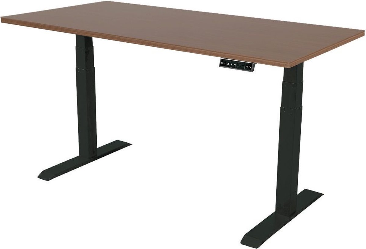 IVOL Elektrisch Verstelbaar Bureau - 140x80 Cm - Dual Motor - / Donker Eiken - Zwart