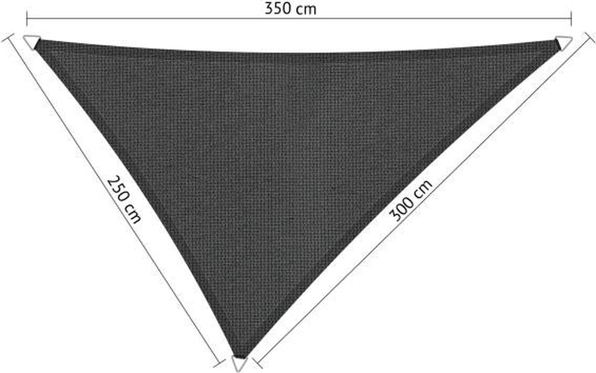 Shadow Comfort Compleet Pakket Driehoek 2,5x3x3,5m Duocolor Carbon Black Met Rvs Bevestigingsset En Buitendoekreiniger - Zwart