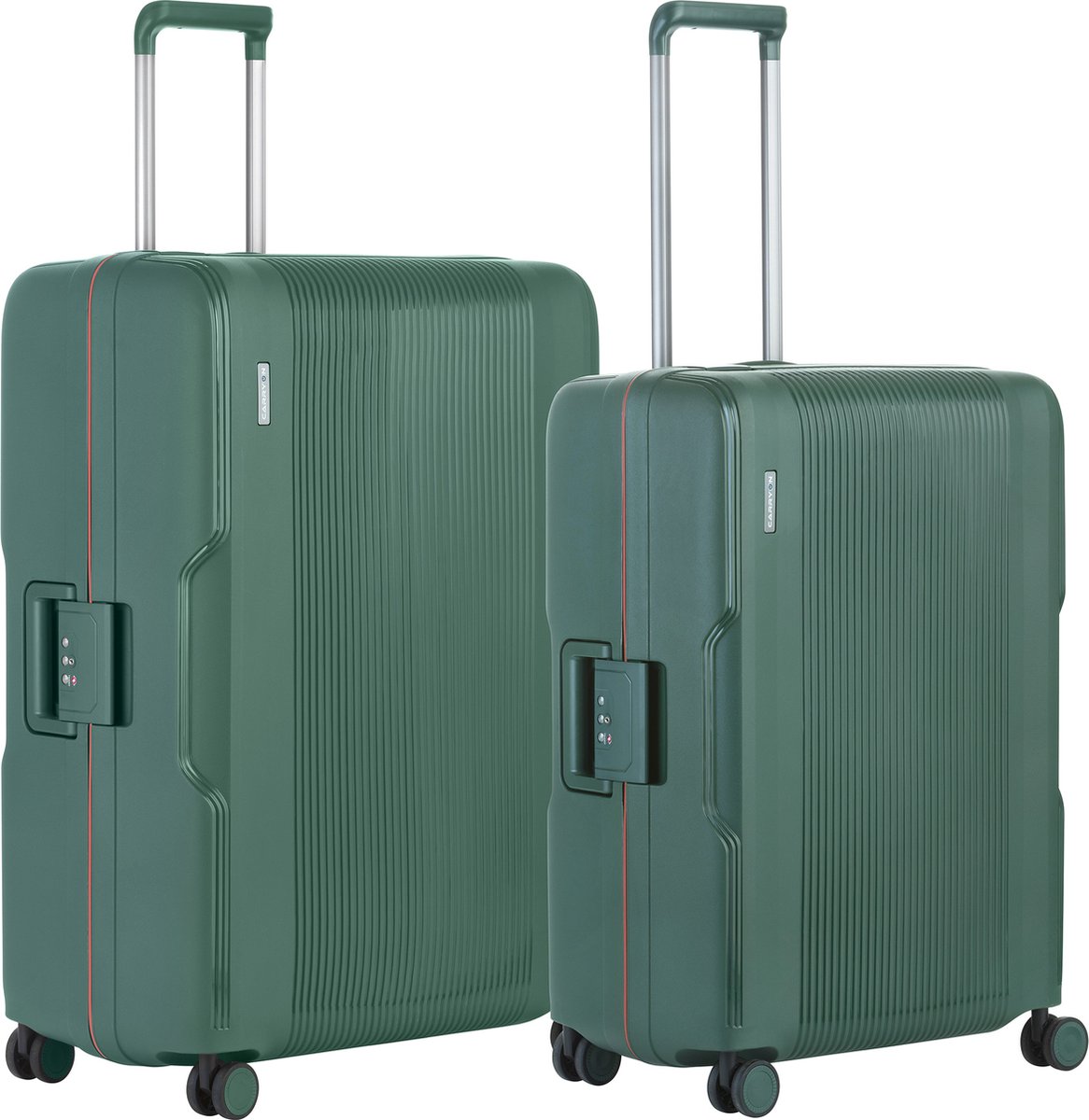 Carry On Protector Luxe Kofferset - Tsa Trolleyset M+l Formaat Met 4-delige Packer Set - Kliksloten - Groen