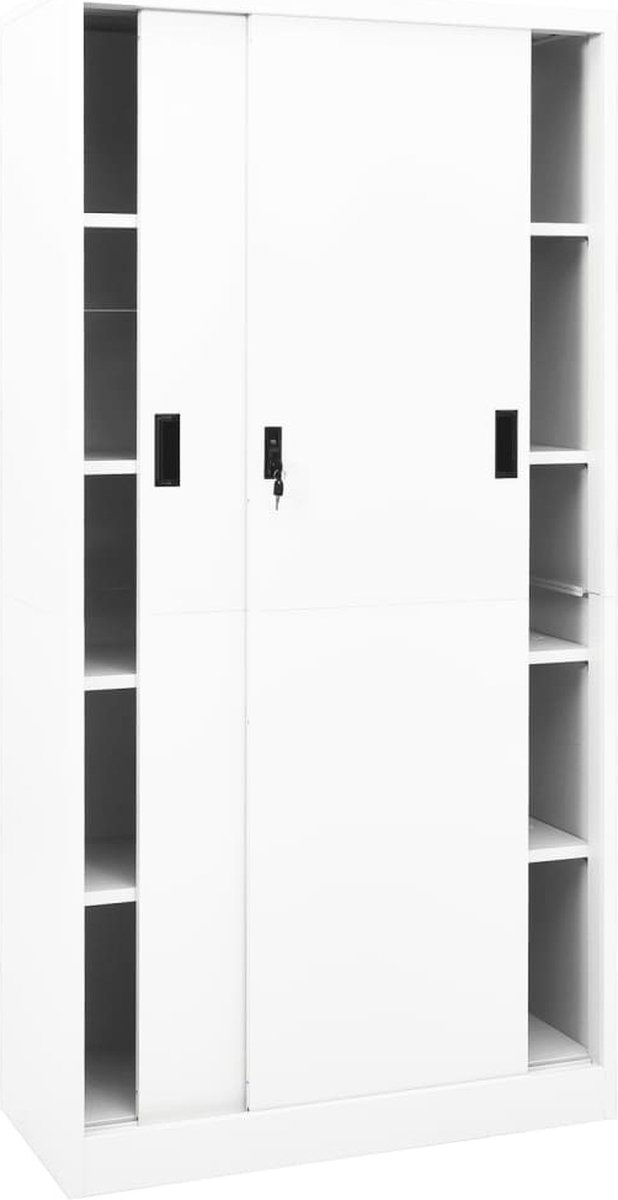 Vidaxl Kantoorkast Met Schuifdeuren 90x40x180 Cm Staal - Wit