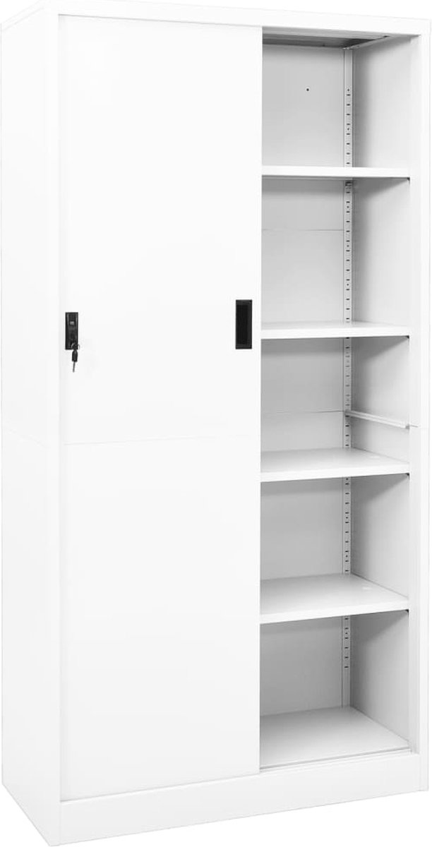 Vidaxl Kantoorkast Met Schuifdeuren 90x40x180 Cm Staal - Wit