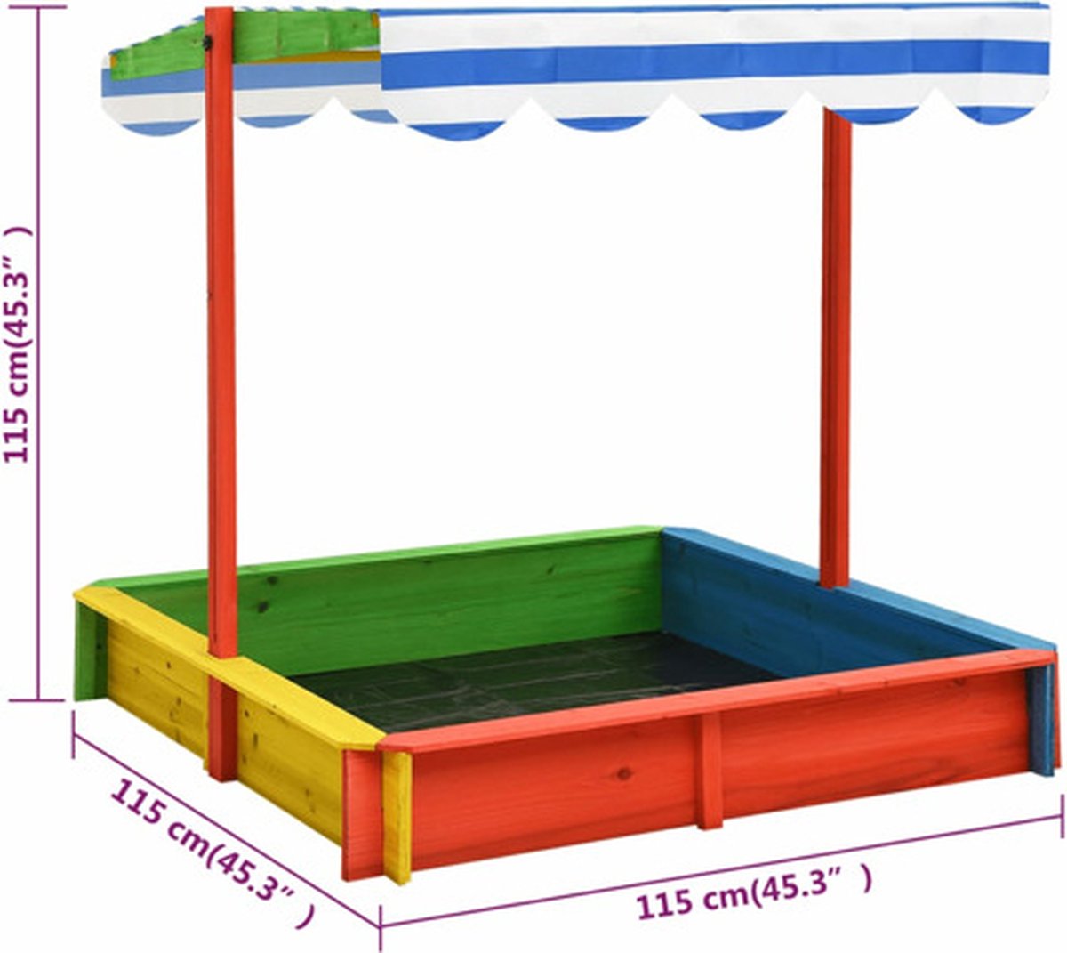 Vidaxl Zandbak Met Verstelbaar Dak Uv50 Vurenhout Meerkleurig