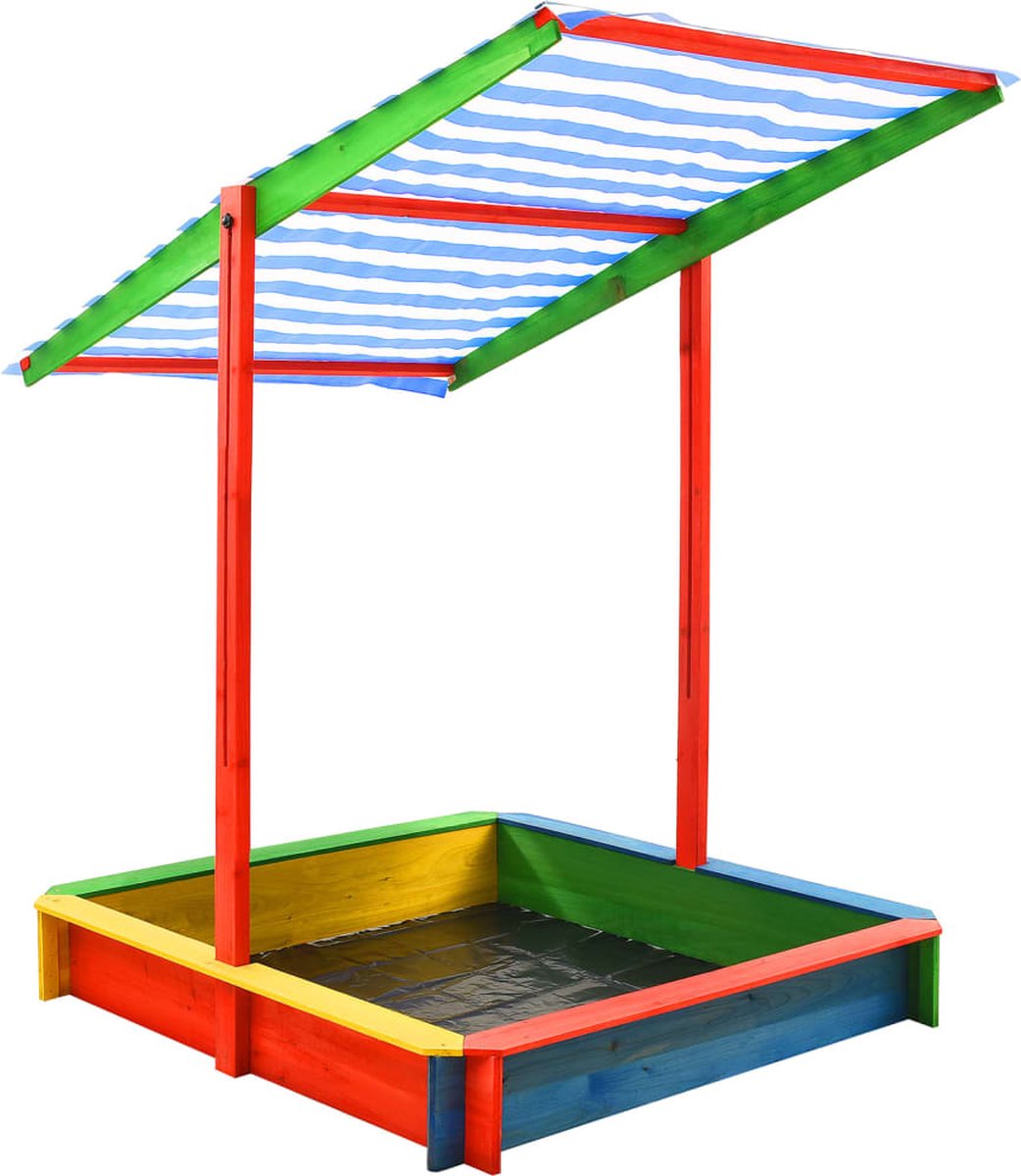 Vidaxl Zandbak Met Verstelbaar Dak Uv50 Vurenhout Meerkleurig