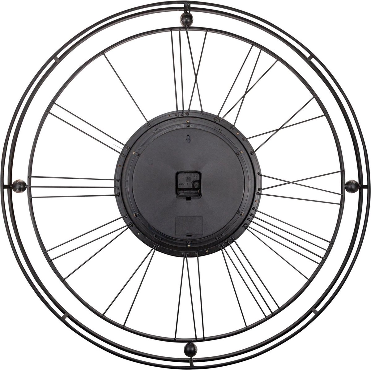 Nextime Wandklok Roman Gear Xxl 90,5 Cm Staal/zilver - Zwart