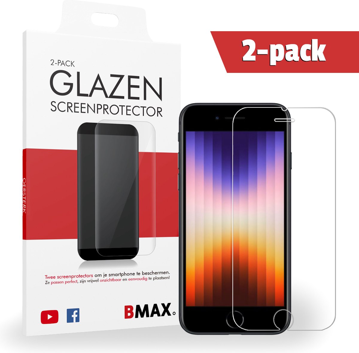 2-pack Bmax Apple Iphone Se 2022 Screenprotector - Glass - 2.5d
