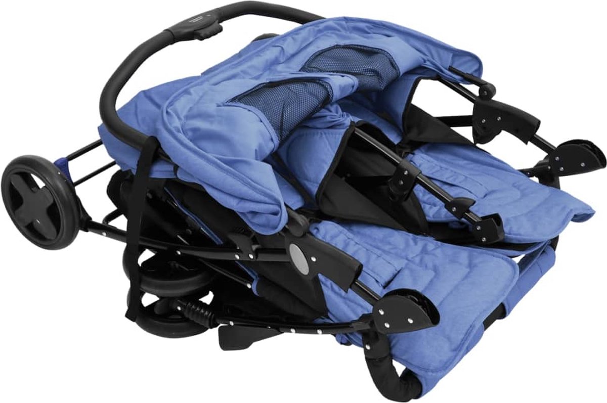 Vidaxl Tweelingkinderwagen Staal Marine - Blauw