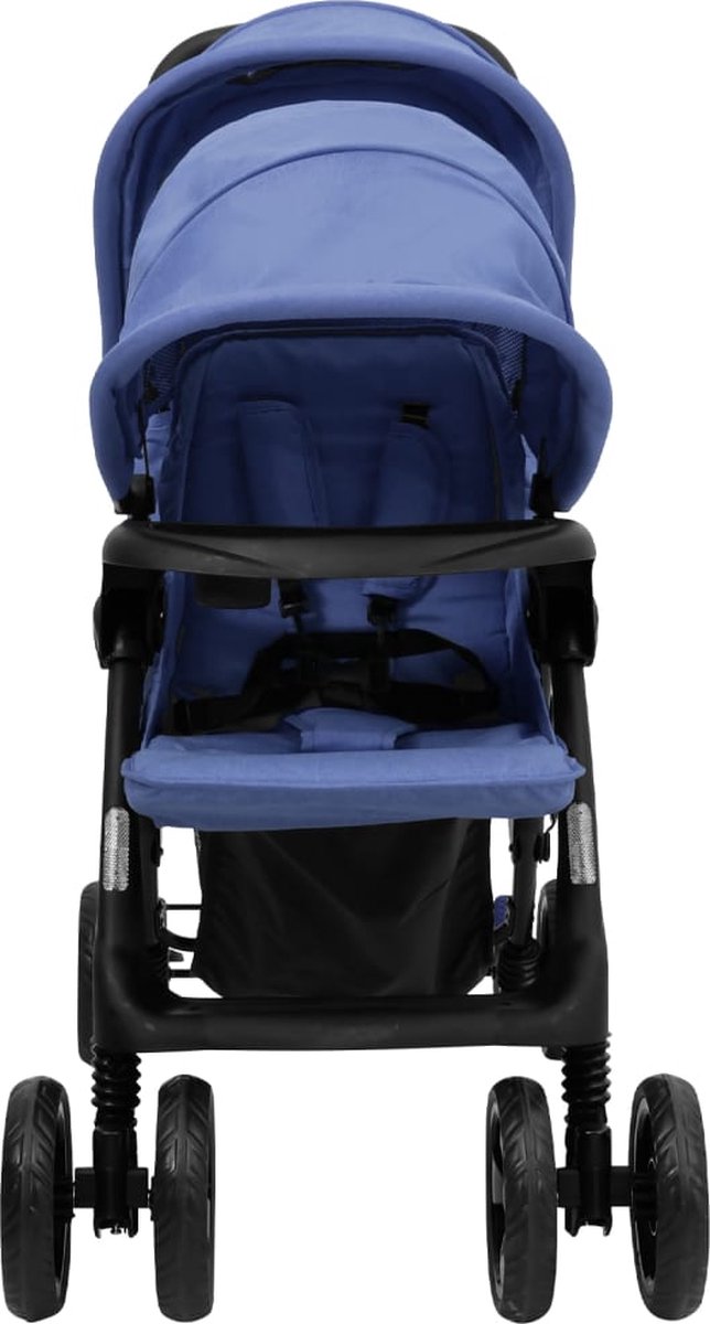 Vidaxl Tweelingkinderwagen Tandem Staal Marine - Blauw