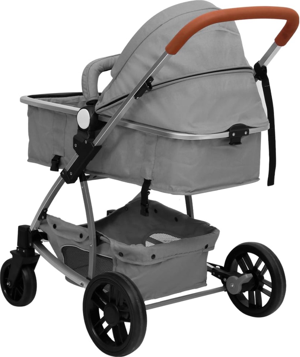 Vidaxl Kinderwagen 3-in-1 Aluminium Licht - Grijs