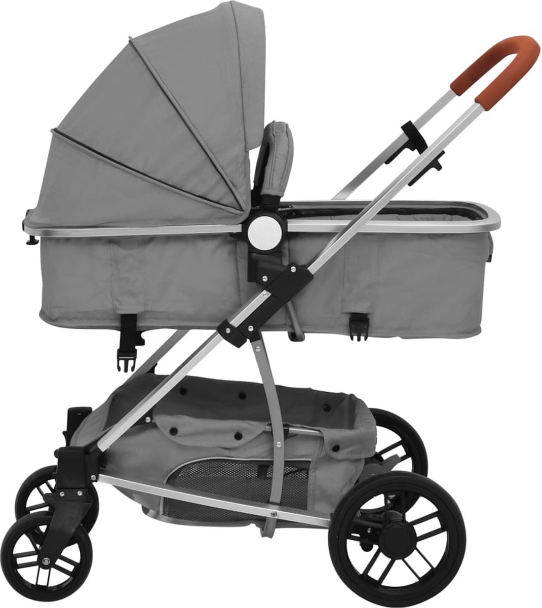 Vidaxl Kinderwagen 3-in-1 Aluminium Licht - Grijs