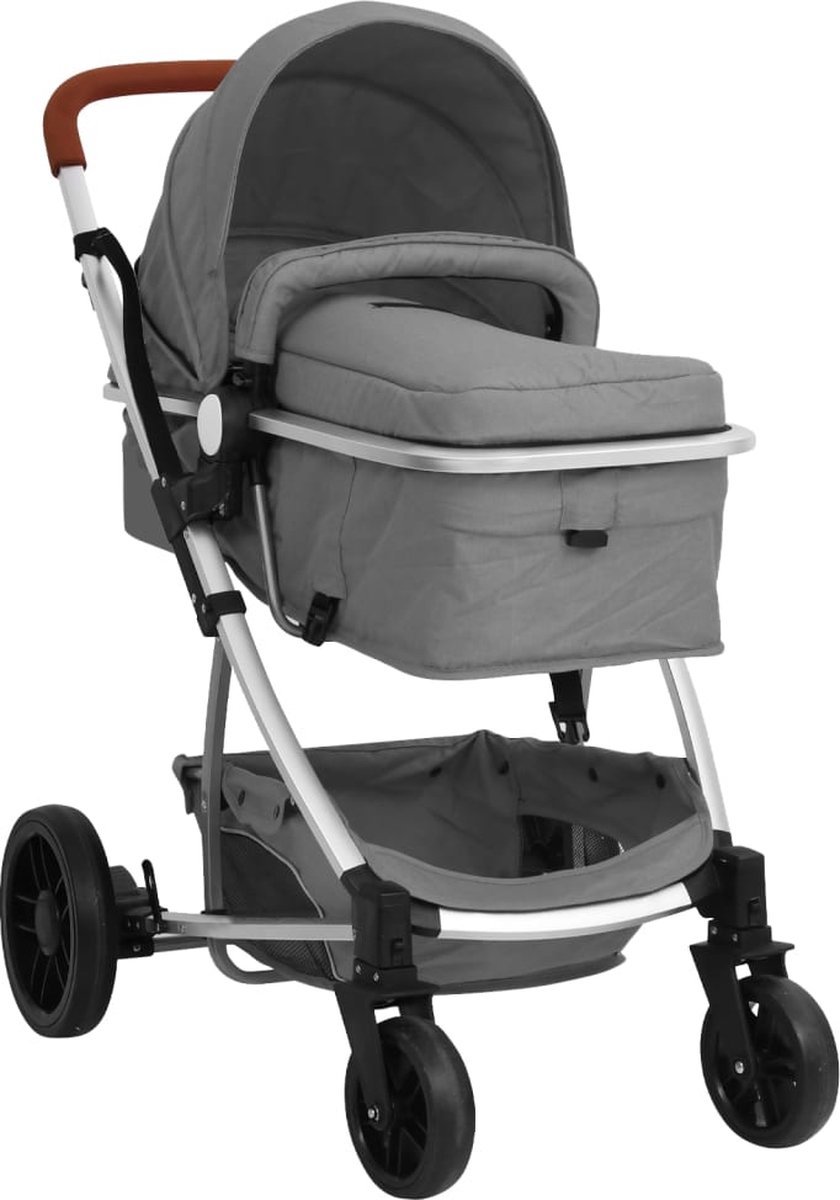 Vidaxl Kinderwagen 3-in-1 Aluminium Licht - Grijs