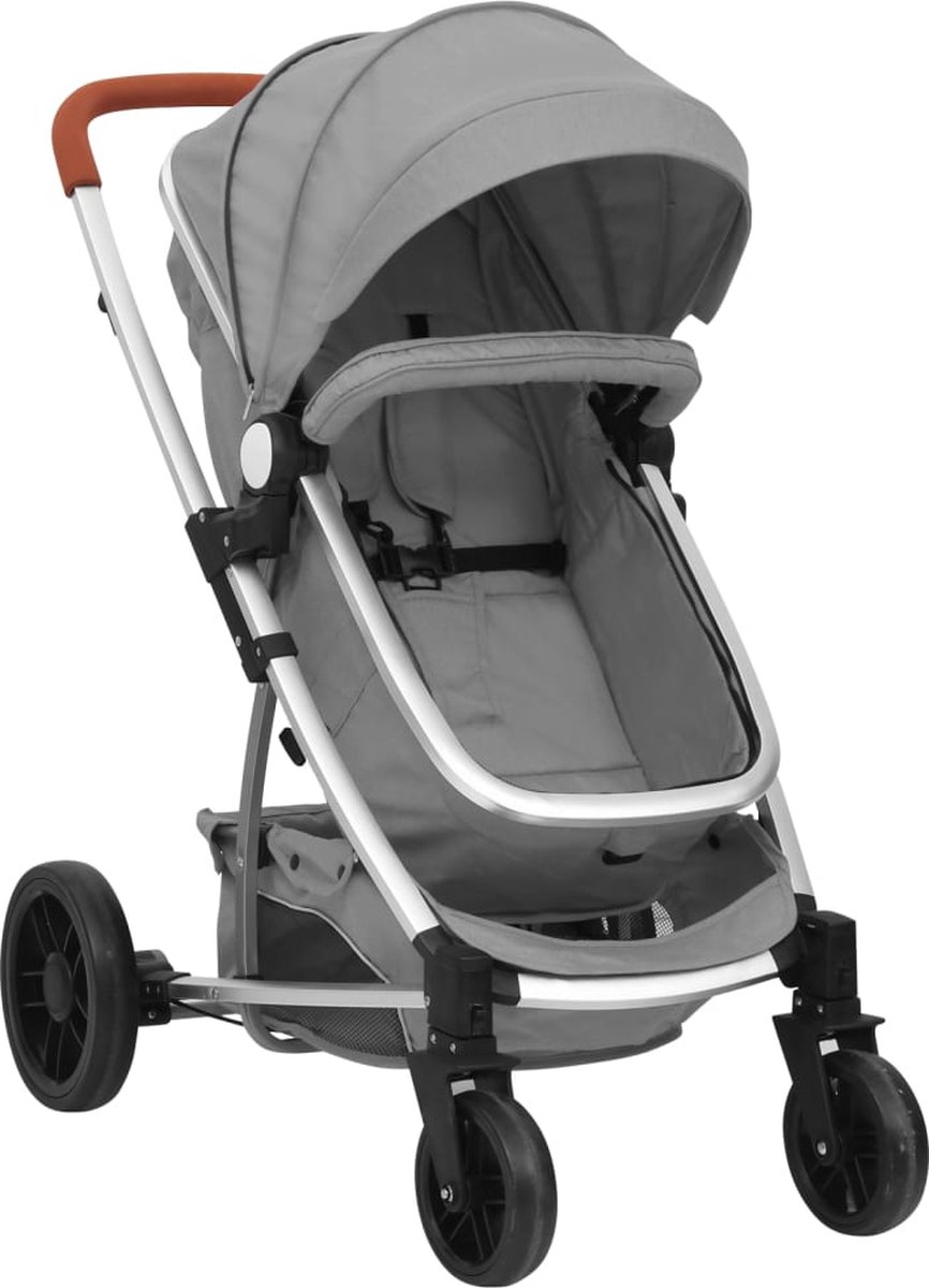 Vidaxl Kinderwagen 3-in-1 Aluminium Licht - Grijs