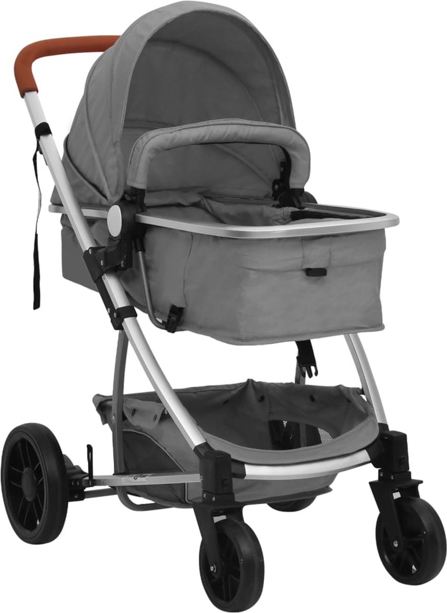 Vidaxl Kinderwagen 3-in-1 Aluminium Licht - Grijs
