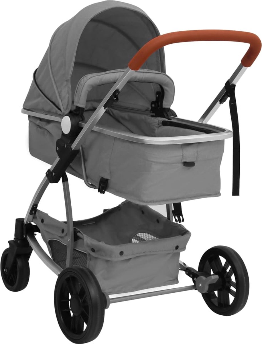 Vidaxl Kinderwagen 3-in-1 Aluminium Licht - Grijs