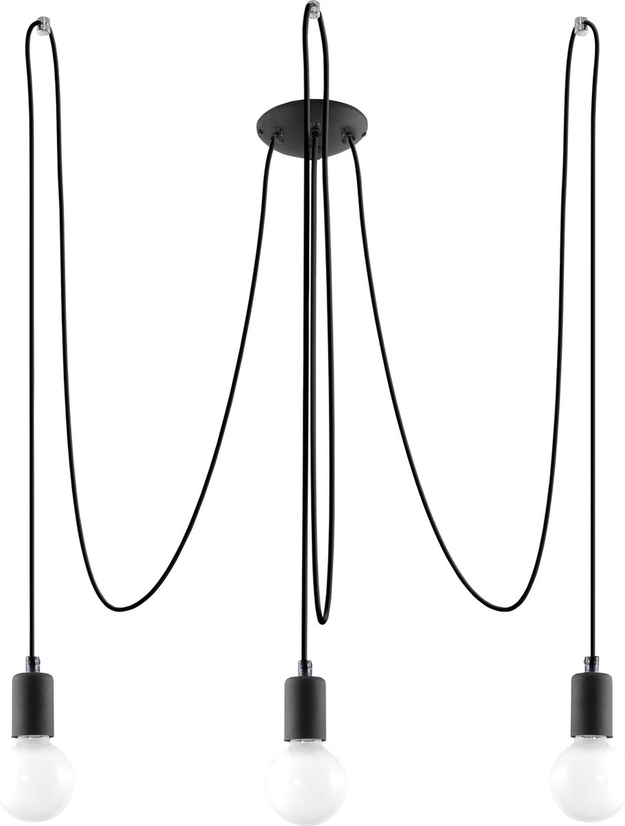 Lamponline Hanglamp Edison 3 Lichts E27 - Zwart