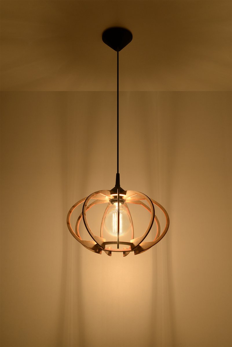 Lamponline Hanglamp Mandelino Ø 35 Cm Hout - Bruin