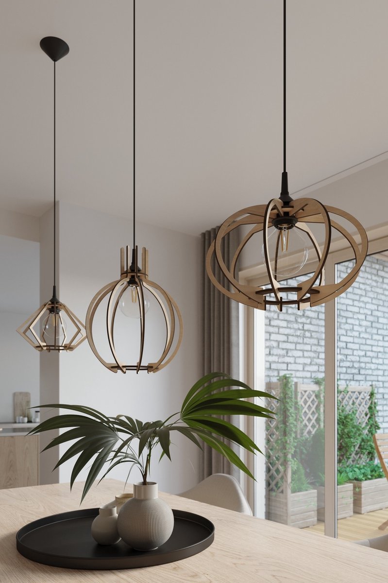 Lamponline Hanglamp Mandelino Ø 35 Cm Hout - Bruin