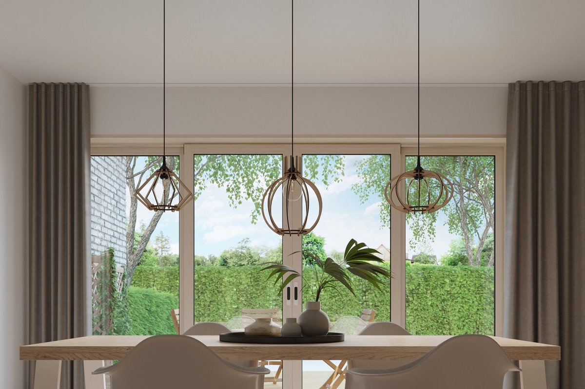 Lamponline Hanglamp Mandelino Ø 35 Cm Hout - Bruin