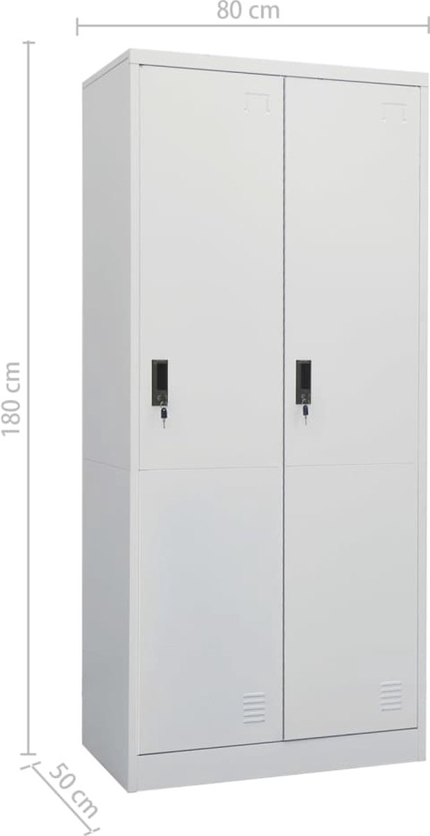 Vidaxl Kledingkast 80x50x180 Cm Staal Licht - Grijs