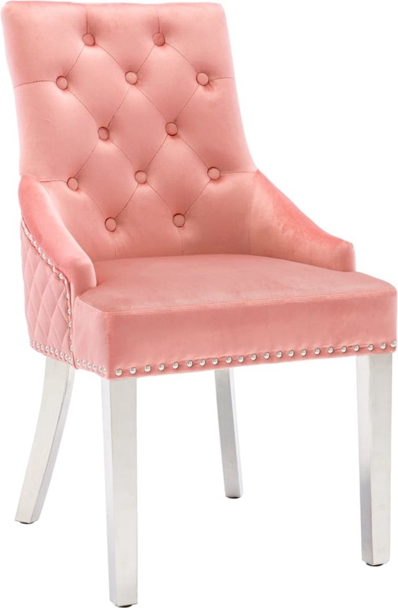 Vidaxl Eetkamerstoelen 2 St Fluweel - Roze