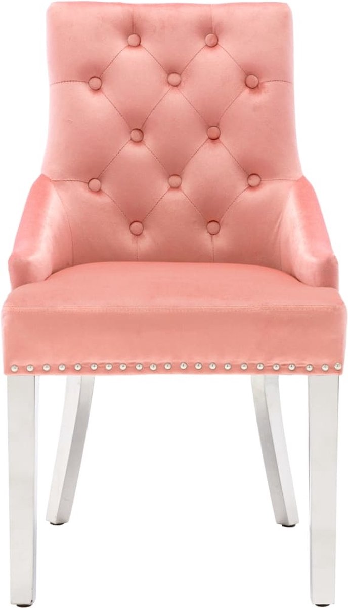 Vidaxl Eetkamerstoelen 2 St Fluweel - Roze