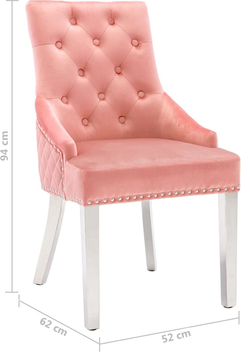 Vidaxl Eetkamerstoelen 2 St Fluweel - Roze