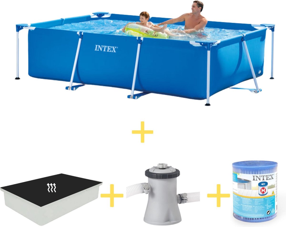 Intex Zwembad - Frame Pool - 260 X 160 X 65 Cm - Inclusief Solarzeil, Filterpomp & Filter - Blauw