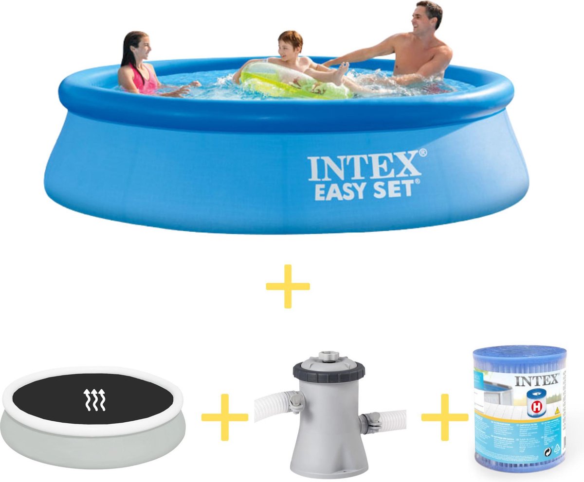 Intex Zwembad - Easy Set - 305 X 76 Cm - Inclusief Solarzeil, Filterpomp & Filter - Blauw