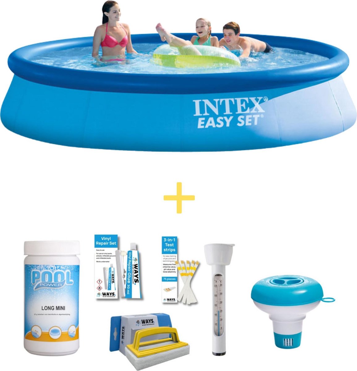 Intex Zwembad - Easy Set - 396 X 84 Cm - Inclusief Ways Onderhoudspakket - Blauw