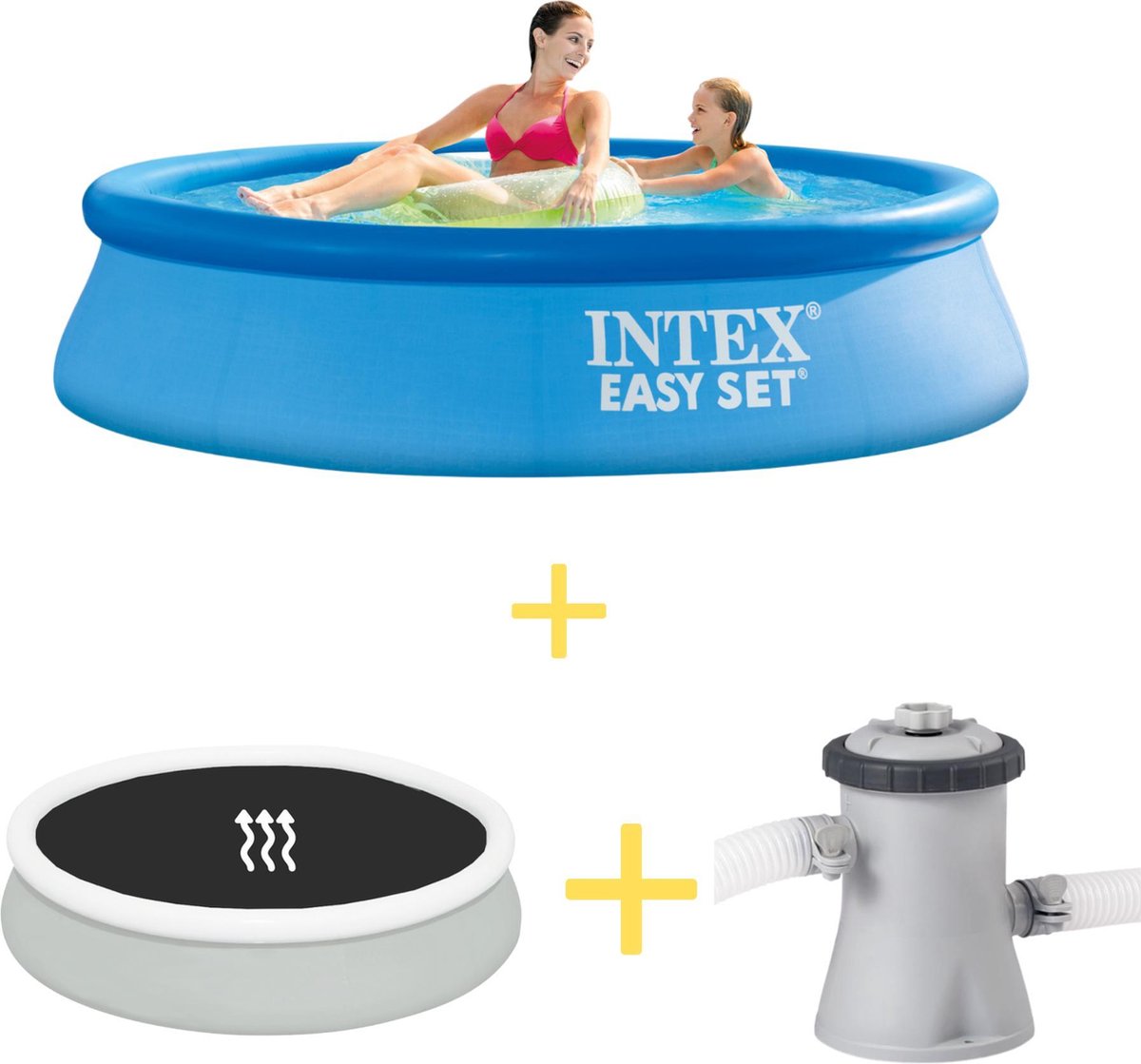 Intex Zwembad - Easy Set - 244 X 61 Cm - Inclusief Solarzeil & Filterpomp - Blauw