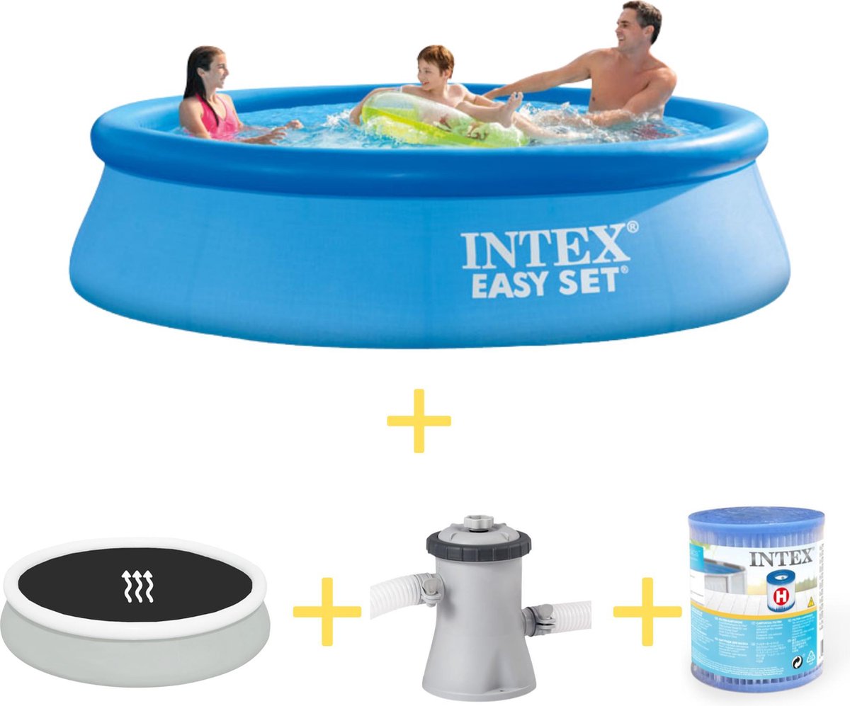 Intex Zwembad - Easy Set - 305 X 76 Cm - Inclusief Solarzeil, Filterpomp & Filter - Blauw