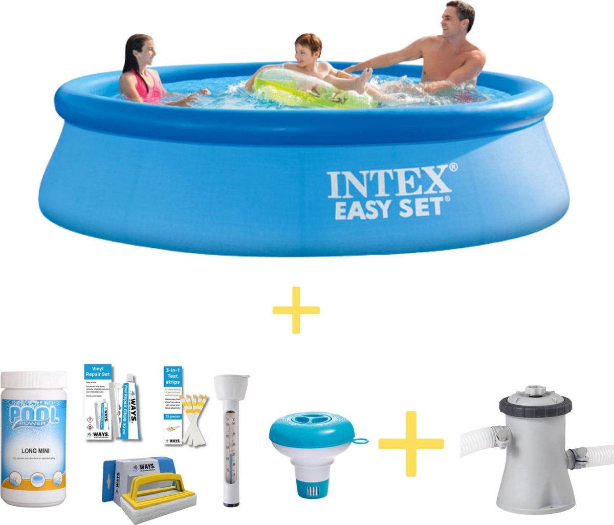 Intex Zwembad - Easy Set - 305 X 76 Cm - Inclusief Ways Onderhoudspakket & Filterpomp - Blauw