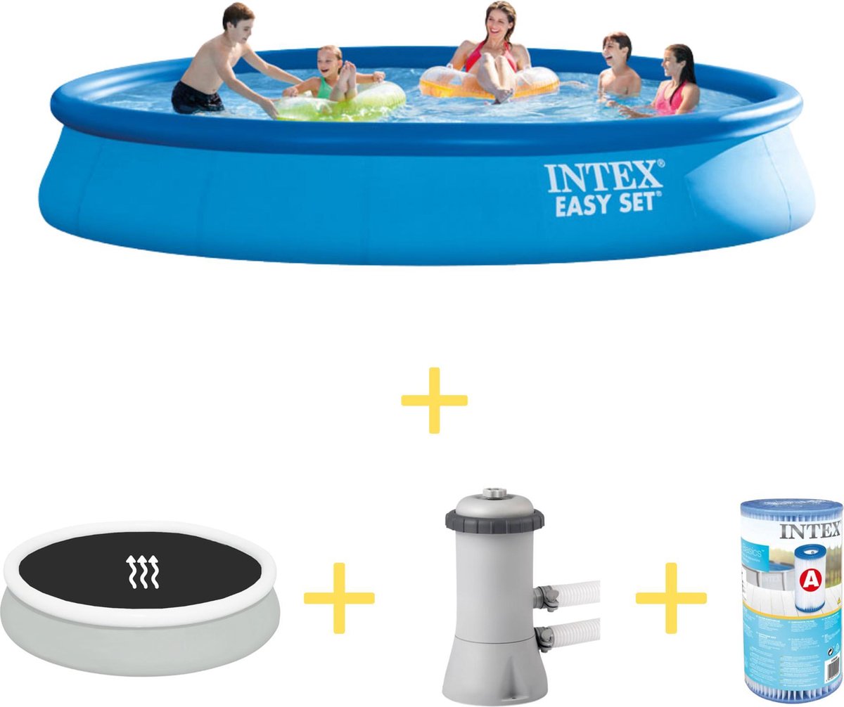 Intex Zwembad - Easy Set - 457 X 84 Cm - Inclusief Solarzeil, Filterpomp & Filter - Blauw