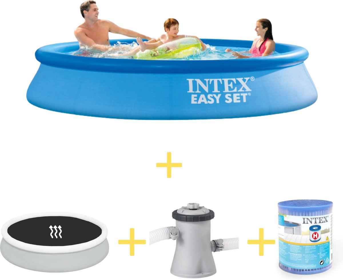 Intex Zwembad - Easy Set - 305 X 61 Cm - Inclusief Solarzeil, Filterpomp & Filter - Blauw