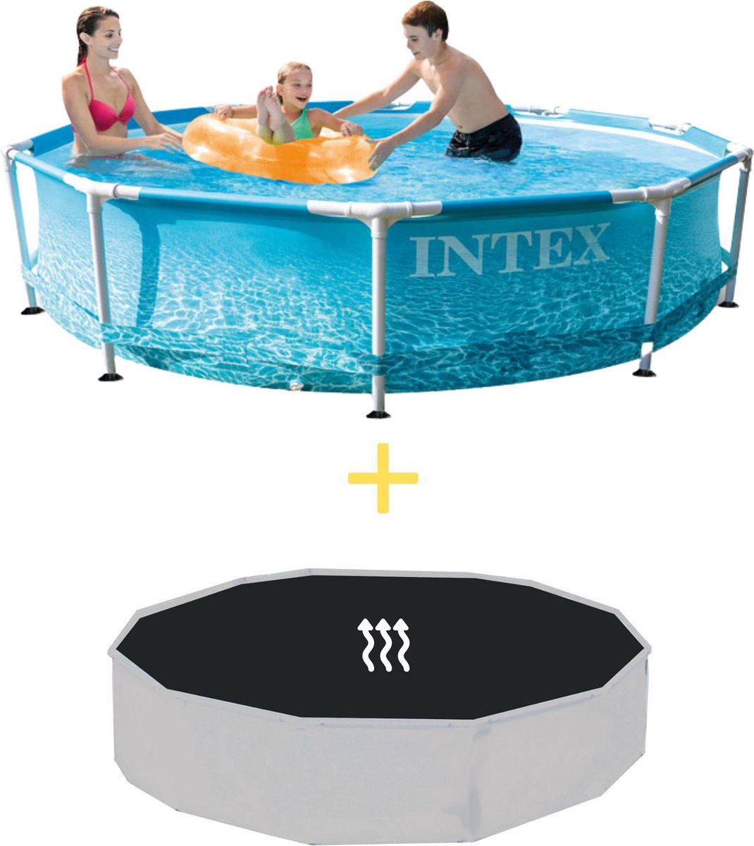 Intex Zwembad - Metal Frame - Strandzijde - 305 X 76 Cm - Inclusief Solarzeil - Blauw