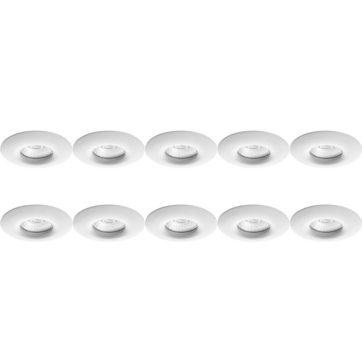 BES LED Spot Armatuur 10 Pack - Pragmi Luno Pro - Gu10 Fitting - Waterdicht Ip65 - Inbouw Rond - Mat Wit - Aluminium - Ø82mm