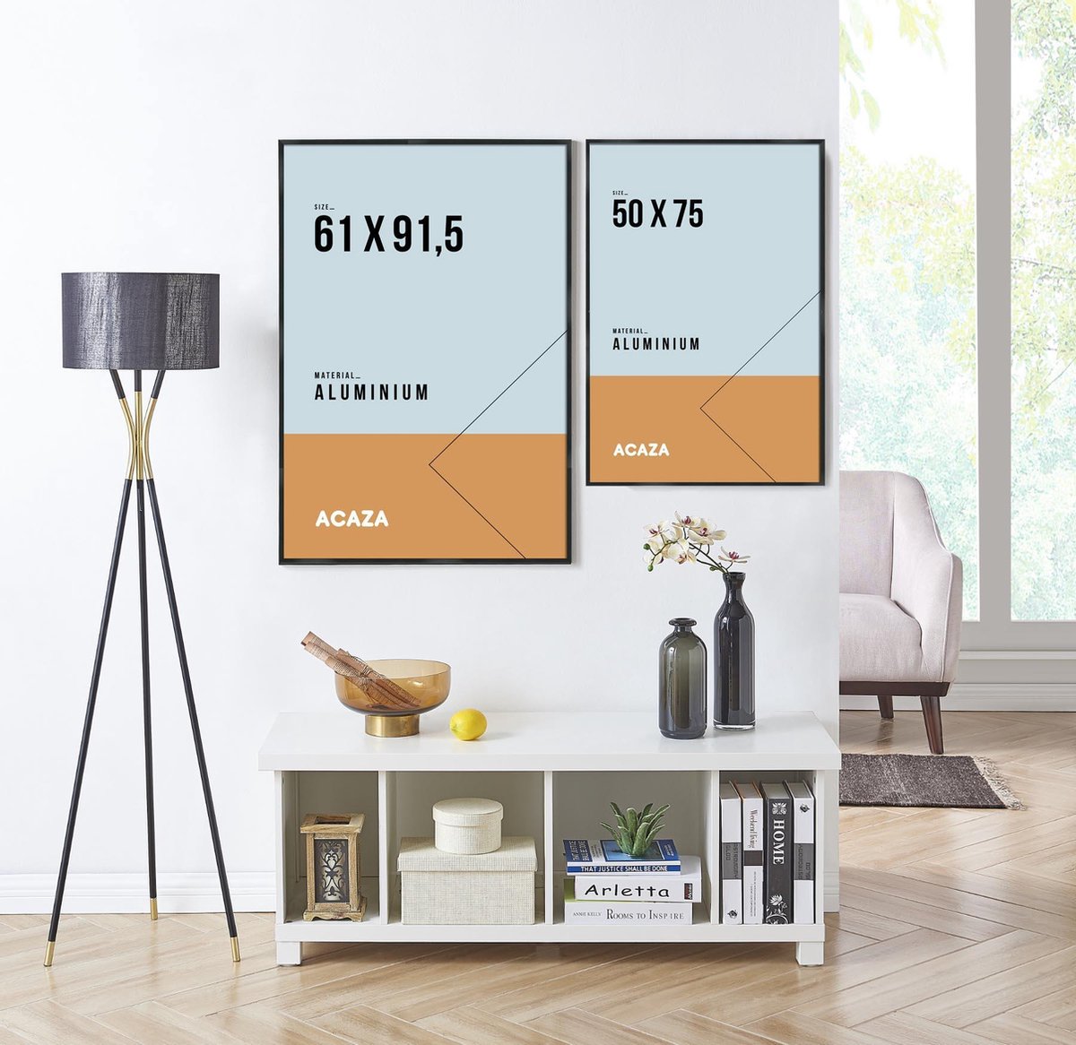 Acaza Aluminium Fotokader, Fotolijst Met Formaat 50 Cm X 75 Cm, Plexiglas,e Rand - Zwart