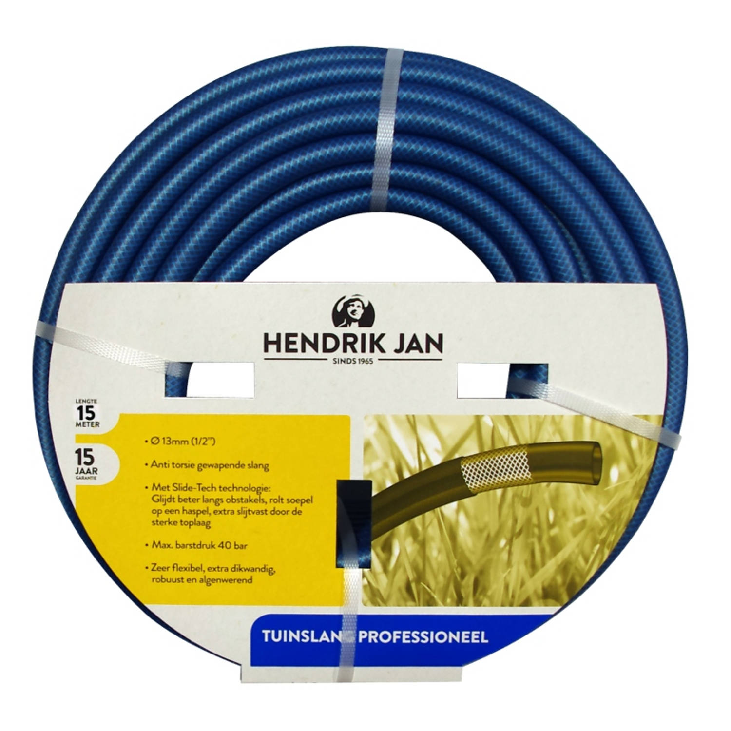 "Hendrik Jan - Gewapende Tuinslang - Professioneel - 1/2"""" 13 Mm - 15 M" - Blauw