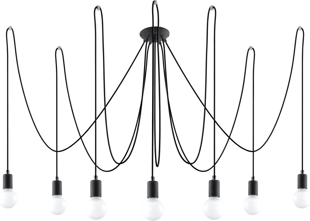 Lamponline Hanglamp Edison 7 Lichts E27 - Zwart