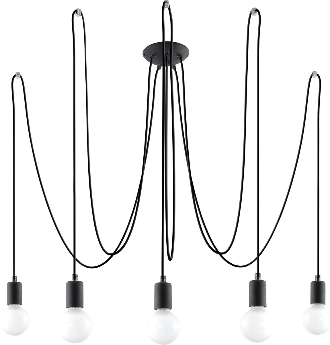 Lamponline Hanglamp Edison 5 Lichts E27 - Zwart