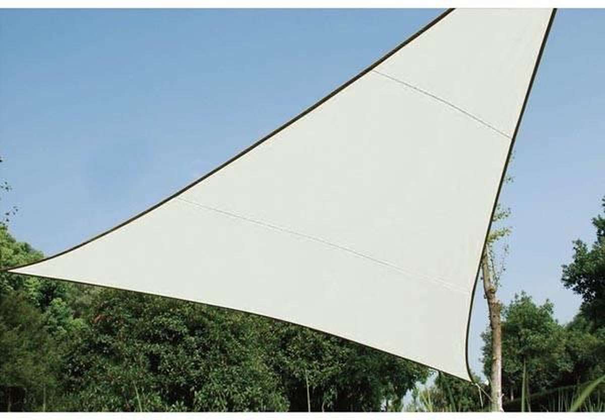 Velleman Compleet Pakket: Schaduwdoek Driehoek 3,6x3,6x3,6m Creme Met Waterafstootmiddel En Rvs Bevestigingsset