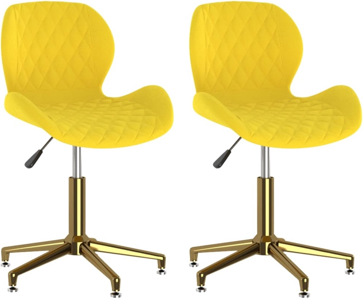 Vidaxl Eetkamerstoelen Draaibaar 2 St Fluweel Mosterd - Geel