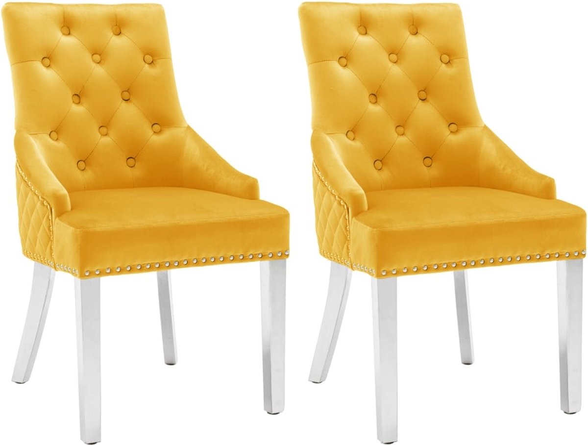 Vidaxl Eetkamerstoelen 2 St Fluweel - Geel