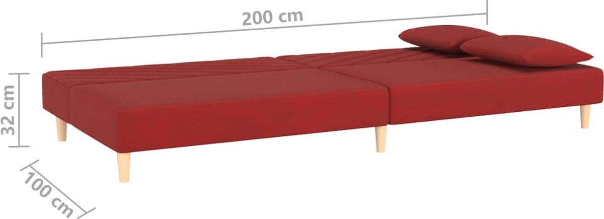 Vidaxl Slaapbank 2-zits Met 2 Kussens Fluweel Wijn - Rood